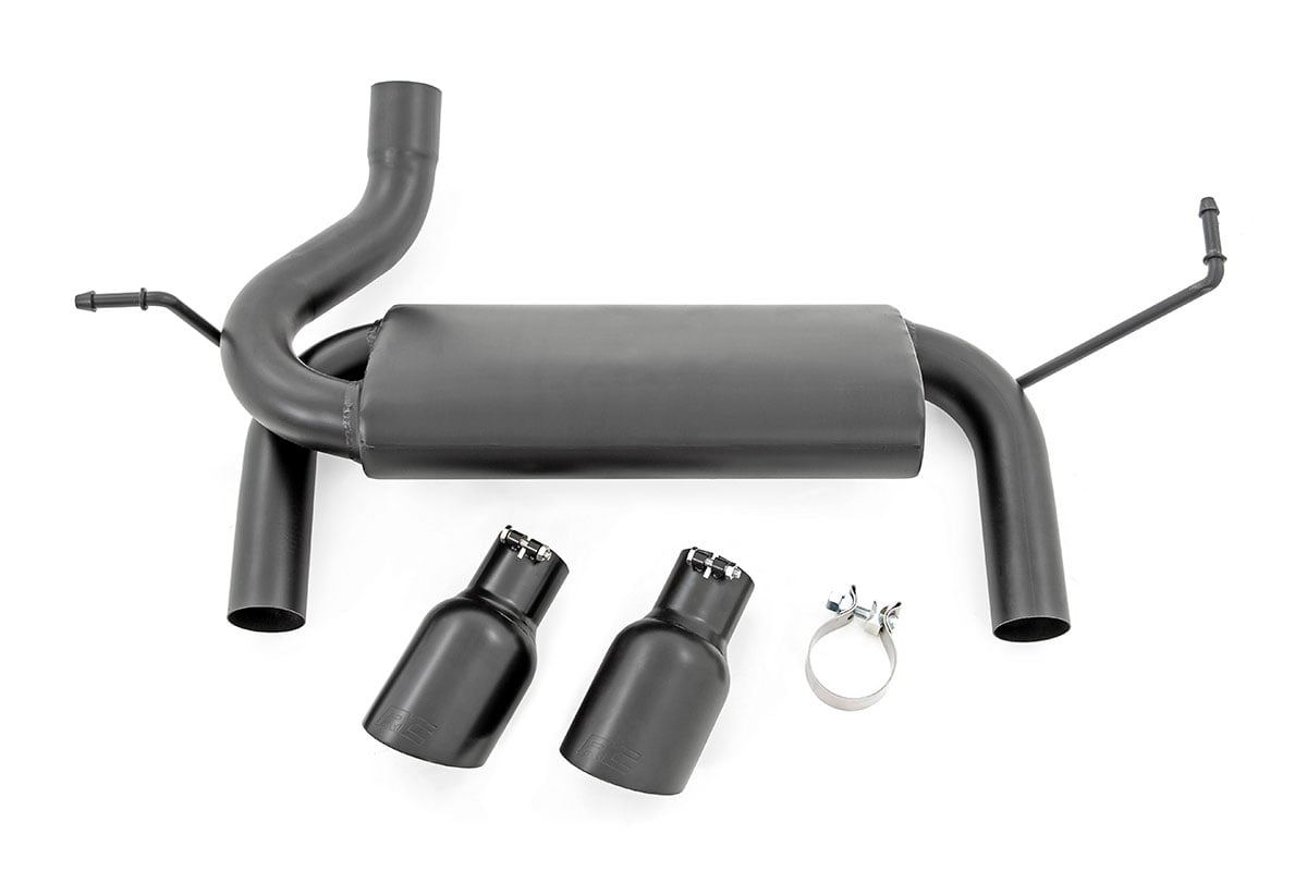 Jeep Wrangler Performance Exhaust - Dual Outlet - Rough Country - Dual-Outlet, Chambered Muffler - Matte Black - '07-'10